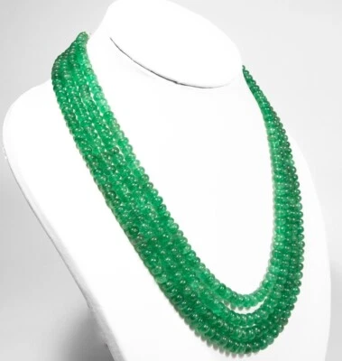A++ Grün Russischer Smaragd Glatt Rondell Edelstein Perlen 4 Strang Halskette... - Bild 1 von 4
