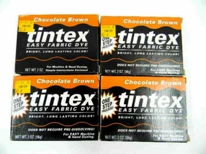 Tintex Easy Fabric Dye Lot of 4 2oz Packs Chocolate Brown Sealed Vintage - Picture 1 of 5