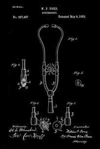 1882 - Stethoscope - W. F. Ford - Patent Art Poster - Picture 1 of 3