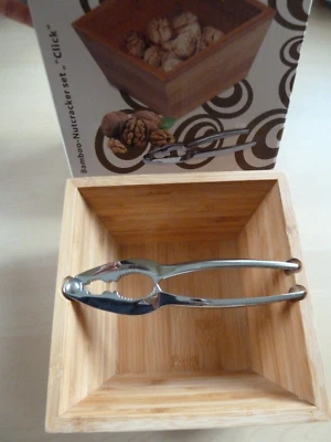 Nussknacker-Set 2-teilig Bambus Schale mit Knacker Geschenk Weihnachten Nüsse - Bild 1 von 4