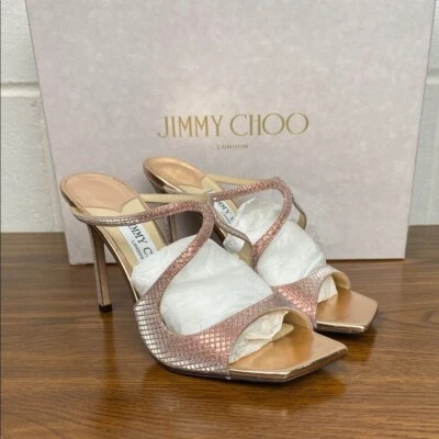 Jimmy Choo Anís 95 Ballet Rosa Diamante Brillo Tacones con Stiletto EU37/W7 NUEVO Foto 1 de 4