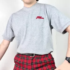 T-shirt vintage senza paura logo grafico skater scollo a V maglietta cartone animato americana anni 90 Y2K - Foto 1 di 6