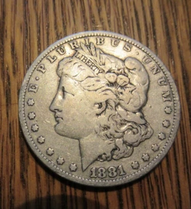 1881 P Morgan Silver Dollar VG - F Free Shipping - Picture 1 of 2