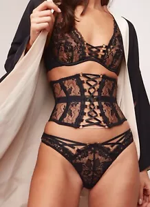 AGENT PROVOCATEUR BLACK ESSIE WASPIE CORSET AP 3 MEDIUM UK 10 BNWT - Picture 1 of 7