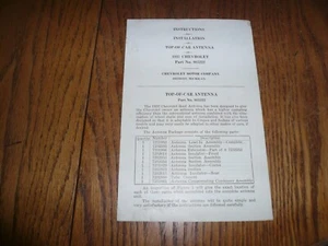 Chevrolet 1937 instrucciones de instalación antena superior del auto P/N 958222 - Imagen 1 de 3