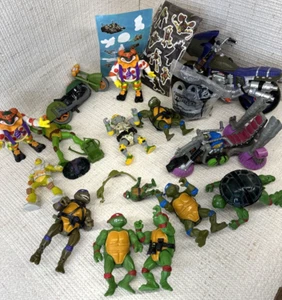 VINTAGE Teenage Mutant Ninja Turtles LOT Figures accessories bike stickers TMNT - Picture 1 of 11