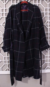 Abrigo Brooks Brothers Vintage Mujer L Azul Marino Rojo Cuadros Lana Hecho en Inglaterra - Imagen 1 de 20