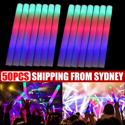 50PCS LED Foam Sticks RGB Thunder Wand Glow Sticks Flashing Light Rave Party AUS - image 1 of 4