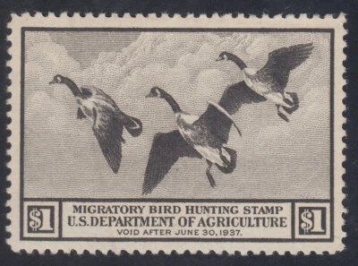 Selo dos EUA RW3 US$ 1 selo de pato XF-Sup LH - Imagem 1 de 2