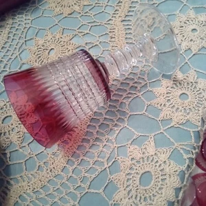 Dorflinger American Brilliant ABP Cased Cranberry Renaissance 6" Stemware - Picture 1 of 3
