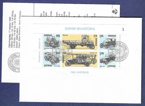 1980 Sweden FDC "Swedish Automobile History" Sc. #1334 - Picture 1 of 1
