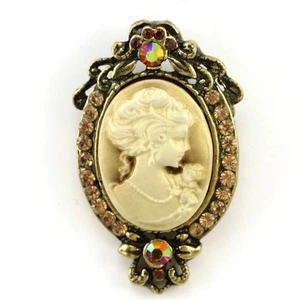 Broche colgante de piedra marrón vintage ST latón antiguo cameo 4 collares colgante - Imagen 1 de 1
