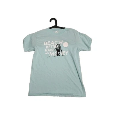 Camiseta estilo surf Beach Better Have My Money para hombre mediana azul claro manga corta Foto 1 de 4