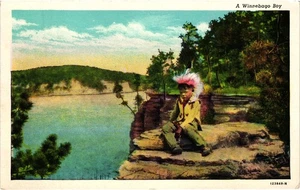 Vintage Native American Winnebago Boy Postcard by H.H. Bennett Studio - Picture 1 of 2