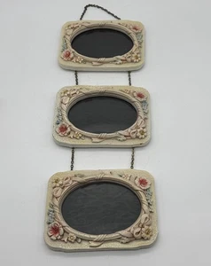 Marco de fotos colgante triple cadena vinculado pintado a mano 3D floral estilo antiguo - Imagen 1 de 11