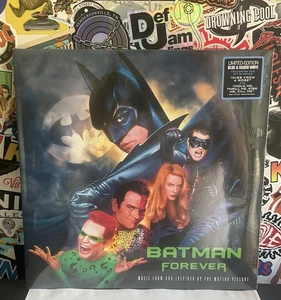 BATMAN FOREVER Soundtrack NEW 2LP BLUE/SILVER VINYL W/HYPE STICKER - Picture 1 of 3