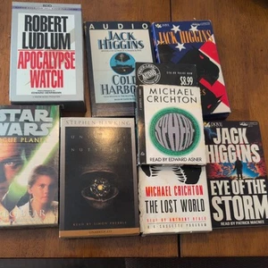 Jack Higgins, Greg Bear, Michael Crichton + 8 Cassette lot Audiobooks - Picture 1 of 6