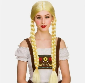 Señoras OKTOBERFEST CERVEZA NIÑA PELUCA TRENZAS RUBIA COLETA TRENZAS ALEMANAS BÁVARA - Imagen 1 de 1