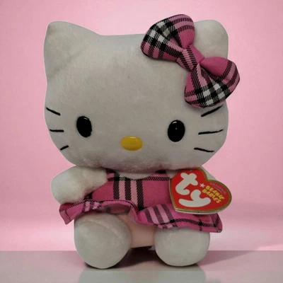 Peluche Ty Sanrio Hello Kitty rosa tartán a cuadros Foto 1 de 4