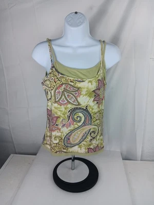 Vintage Faded Glory Paisley Tank Top with Built in Bra Size M 8 10 - Image 1 of 4