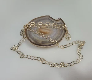 Vintage Italian Hammered Circle Link Necklace 30” Silver 925 Signed Modernist - Picture 1 of 7