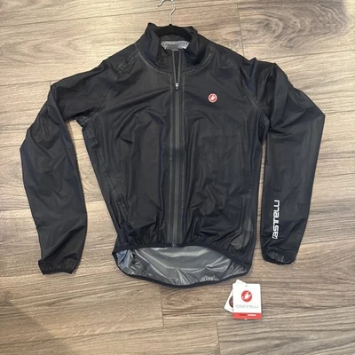 Nuevo- Chaqueta de Ciclismo Castelli Rosso Corsa "Windstopper" Para Hombre Talla Grande Negra Foto 1 de 4