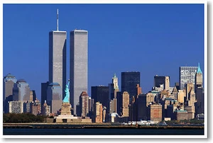 World Trade Center - Twin Towers & Statue of Liberty NYC - NEW POSTER - Picture 1 of 1