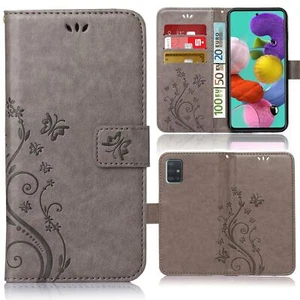 Sac pour téléphone portable pour Samsung Galaxy A51 housse de protection fleurs étui à rabat portefeuille étui - Photo 1/6
