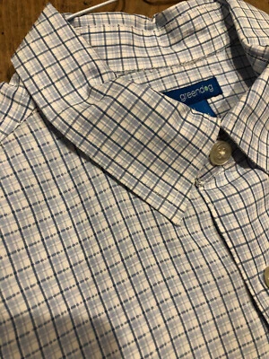 Camisa verde para perro para hombre grande L abotonada 100 % algodón azul cuadros manga corta Foto 1 de 4