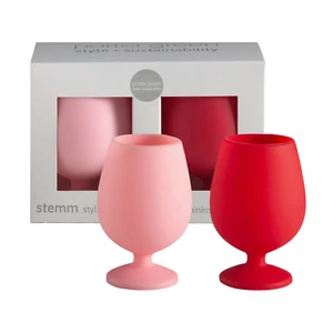 Juego de 2 copas de vino irrompibles de silicona - cereza + rubor - tallo - Imagen 1 de 6