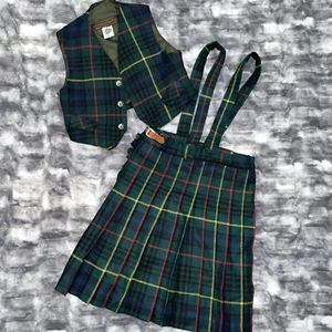 Vintage 2 Piece Westaway & Westaway Kids Uniform 100% Wool Great Britain Plaid - Picture 1 of 12