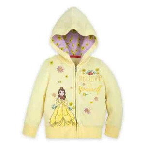 Disney Store Belle Zip-Up Hoodie for Girls 7/8 Yellow Sweatshirt Beauty & Beast - Picture 1 of 11