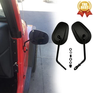Black Door off Mirrors Side Rearview Mirror For Jeep Wrangler YJ JK TJ JL JKU YJ - Picture 1 of 12