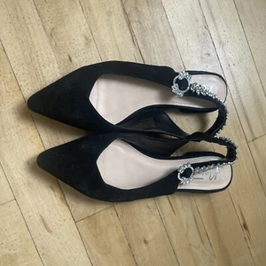 NANETTE Lepore Black Velvet Pointed Bejeweled Felicity Flats Womens Size 8.5M - Picture 1 of 8