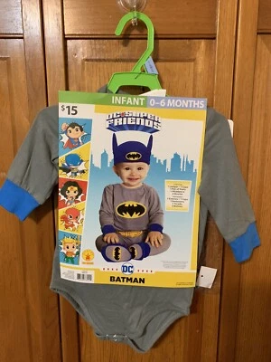 NUEVO DC Super Friends Batman 6 Piezas Disfraz Infantil 0-6 Meses Jersey Gorra Foto 1 de 2
