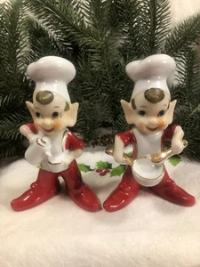 Vintage Christmas~ Thames Kitchen Helper Elves~ 2 Ceramic Elves~ Japan - Picture 1 of 15