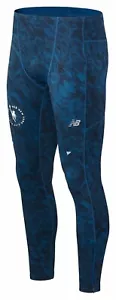 NWT new Balance Men's S/small NYC Marathon Printed Impact Running Tights Blue - Picture 1 of 2