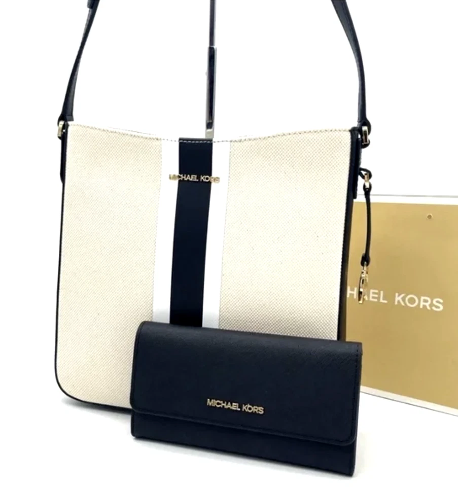 MICHAEL KORS JET SET TRAVEL BANDOLERA MENSAJERO GRANDE + CARTERA EN NEGRO MULTI Foto 1 de 4