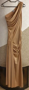 S/M - 36/38 Designer Ball Abend Kleid drapiert Schlitz Gold schön Maße beachten - Bild 1 von 10