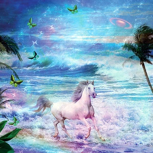 ENCHANTED HORSE ( 1 ) ALL OCCASIONS GREETING CARD WITH C.D - BLANK INSIDE - Foto 1 di 1
