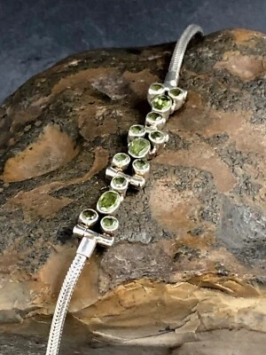 UNIQUE PERIDOT GEMSTONE BRACELET set in 925 STERLING SILVER  FREE SHIPPING !! - Image 1 of 4