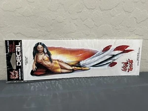 NEW LETHAL THREAT Native American Babe Pin-Up Left Decal Sticker 3"x10” LT00440 - Picture 1 of 2