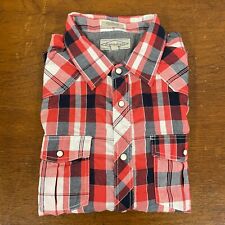 Eighty Eight XL Shirt Mens Red Check 25" Pit-to-Pit  Designer Short Sleeve Style