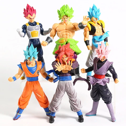 Lot 6X Dragon Ball Z Figures Set Saiyan Goku Son Blue Gokou Vegeta Broly 7in Cover
