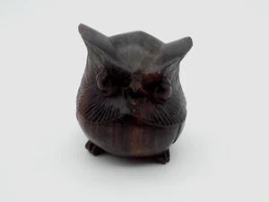 Vintage Mid Century Modern MCM Abstract Carved Iron Wood Owl Figurine Sculpture - Picture 1 of 6