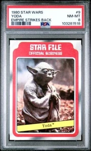 Tarjeta de novato resistente 1980 Star Wars Yoda Empire Strikes Back Star File 9 PSA 8 - Imagen 1 de 2