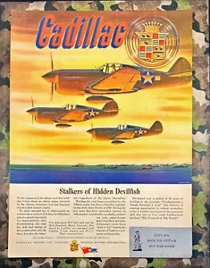 Pubblicità Cadillac Stalkers of Devilfish Art John Vickery seconda guerra mondiale stampa vintage 1944 - Foto 1 di 5
