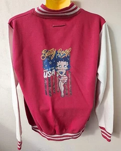 Chaqueta Universitaria Betty Boop EE. UU. Rockabilly S XL XXL Antigua Escuela De Colección Rosa Caliente - Imagen 1 de 3