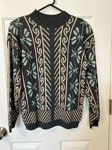 Vintage 80er Jahre Damen Strickmuster Pullover Pulli Gr. M grau Schulterpolster - Bild 1 von 5