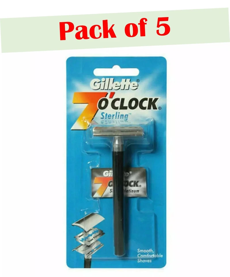 7 O'Clock Sterling DE (Double Edge) Safety Razor + 1 extra DE Blade (Pack of 5) Foto 1 de 1